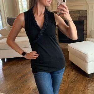 WHITE HOUSE BLACK MARKET Size XS Black Sleeveless Wrap Blouse Top